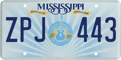 MS license plate ZPJ443
