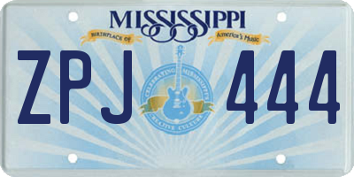 MS license plate ZPJ444