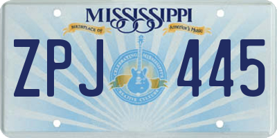 MS license plate ZPJ445