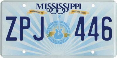 MS license plate ZPJ446