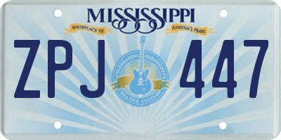 MS license plate ZPJ447