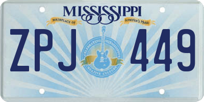 MS license plate ZPJ449