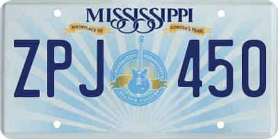 MS license plate ZPJ450