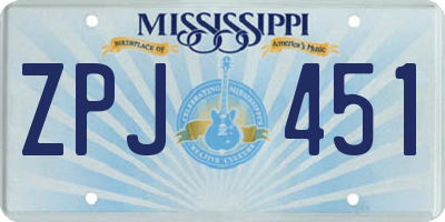 MS license plate ZPJ451
