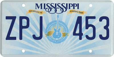 MS license plate ZPJ453