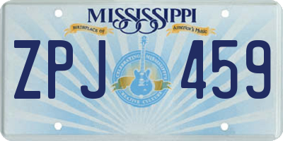MS license plate ZPJ459