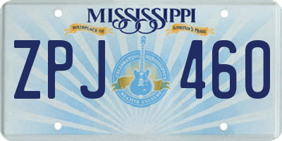 MS license plate ZPJ460