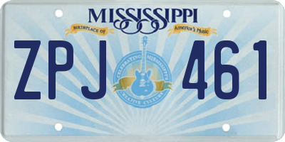 MS license plate ZPJ461