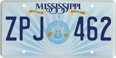 MS license plate ZPJ462