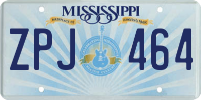 MS license plate ZPJ464