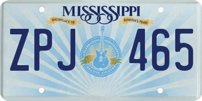 MS license plate ZPJ465