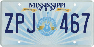 MS license plate ZPJ467
