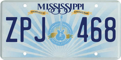 MS license plate ZPJ468