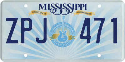 MS license plate ZPJ471