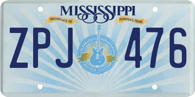 MS license plate ZPJ476