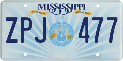 MS license plate ZPJ477