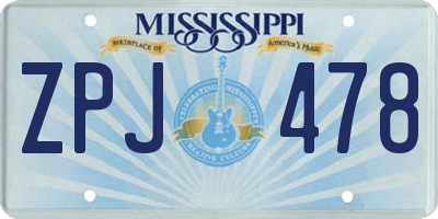 MS license plate ZPJ478