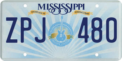 MS license plate ZPJ480