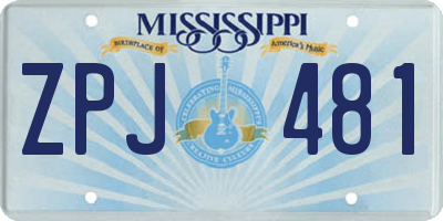MS license plate ZPJ481