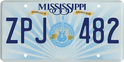 MS license plate ZPJ482