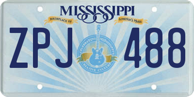 MS license plate ZPJ488