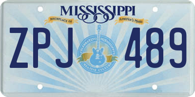 MS license plate ZPJ489