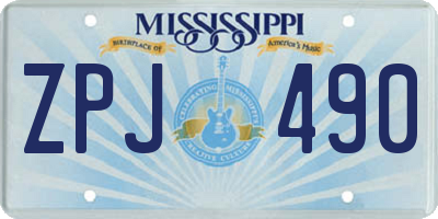 MS license plate ZPJ490