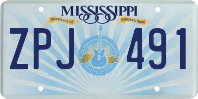 MS license plate ZPJ491