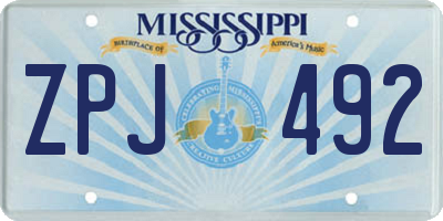 MS license plate ZPJ492