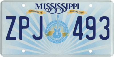MS license plate ZPJ493