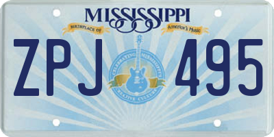MS license plate ZPJ495
