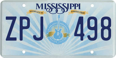 MS license plate ZPJ498