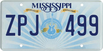 MS license plate ZPJ499