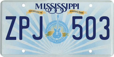 MS license plate ZPJ503
