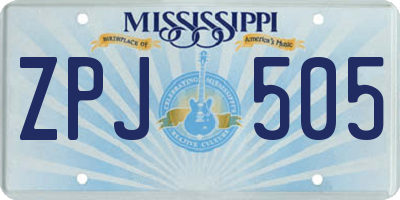MS license plate ZPJ505