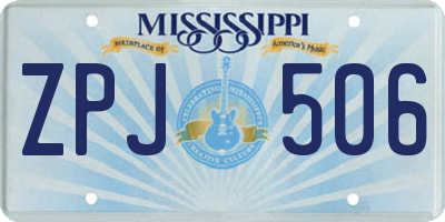 MS license plate ZPJ506