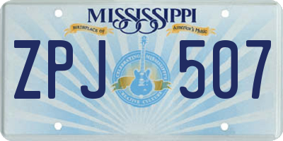 MS license plate ZPJ507