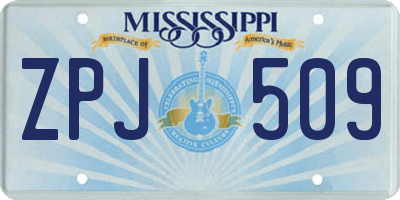 MS license plate ZPJ509