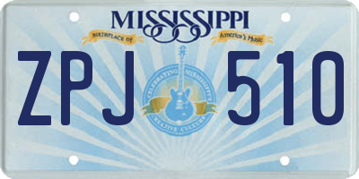 MS license plate ZPJ510