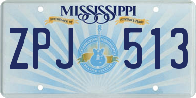 MS license plate ZPJ513