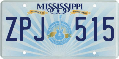MS license plate ZPJ515