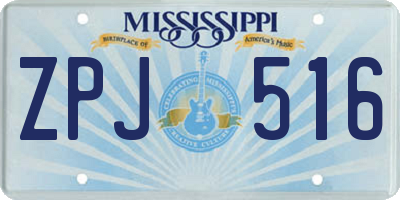 MS license plate ZPJ516