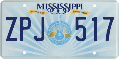 MS license plate ZPJ517