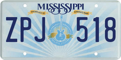 MS license plate ZPJ518