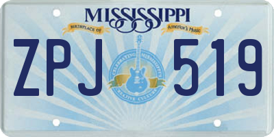 MS license plate ZPJ519