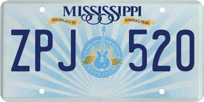 MS license plate ZPJ520