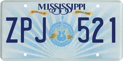 MS license plate ZPJ521