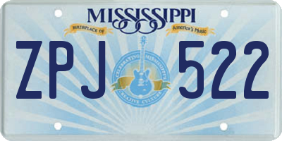 MS license plate ZPJ522