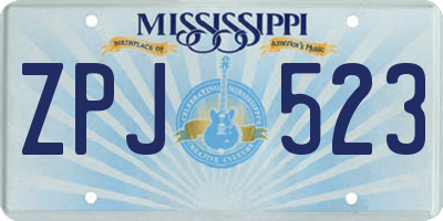 MS license plate ZPJ523