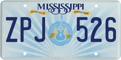 MS license plate ZPJ526